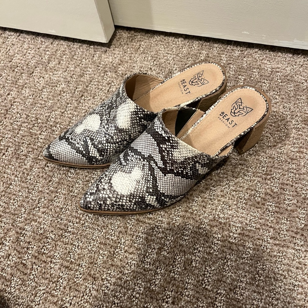 Snakeskin mules